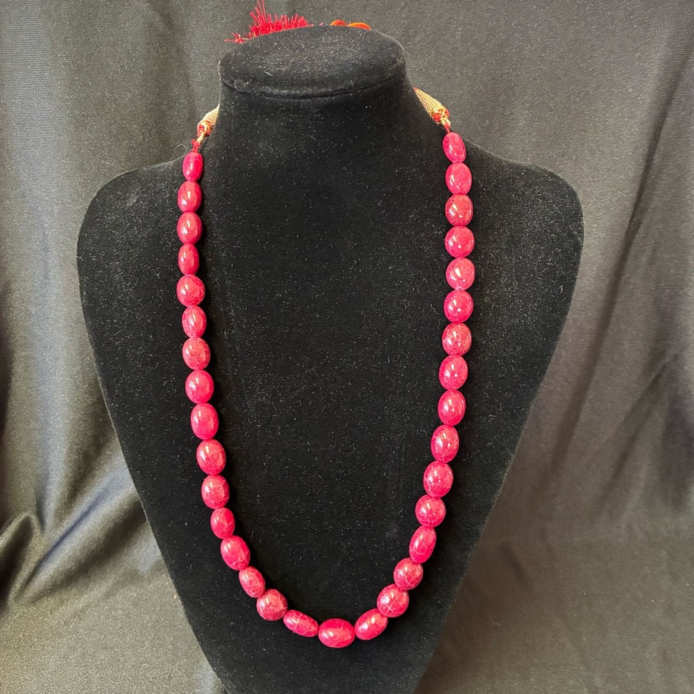 Ruby Natural Quartz Stone Necklace With Adjustable Tassel